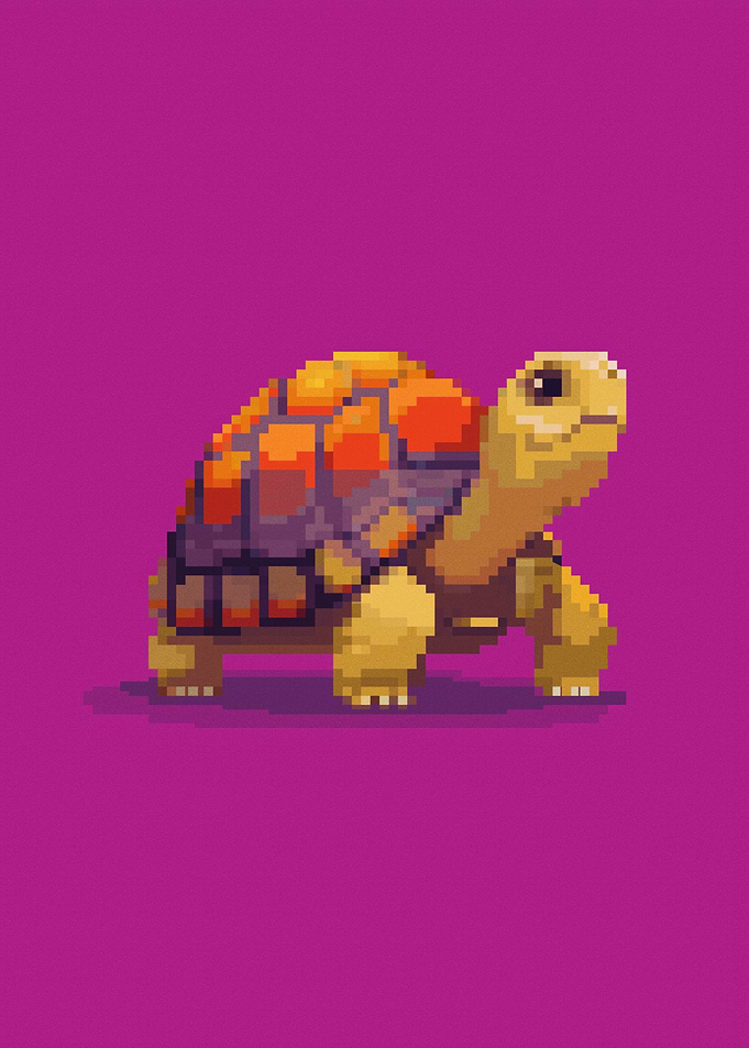 Pixel Art Turtle Illustration