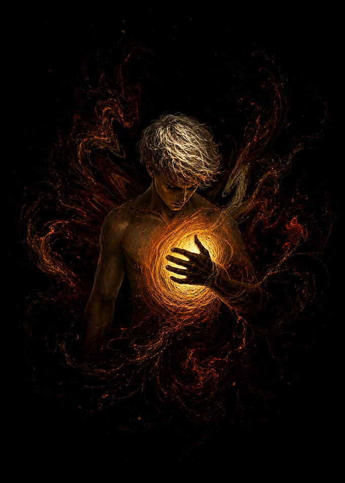 Man Holding Glowing Energy Core