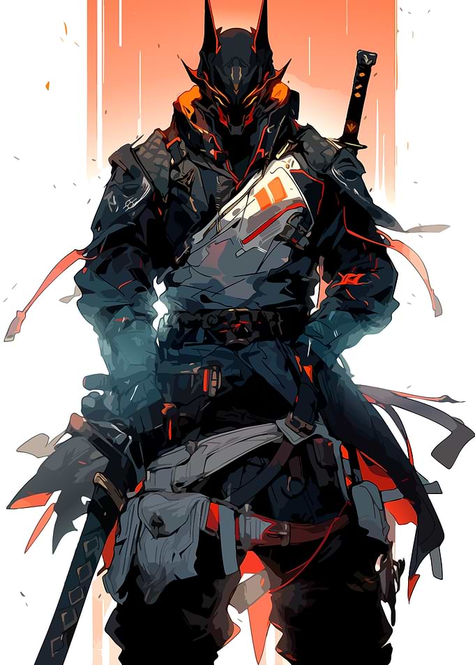 Cyberpunk Samurai Warrior Digital Art