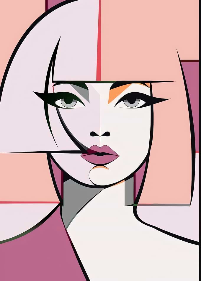 Stylized Geometric Portrait of a Woman