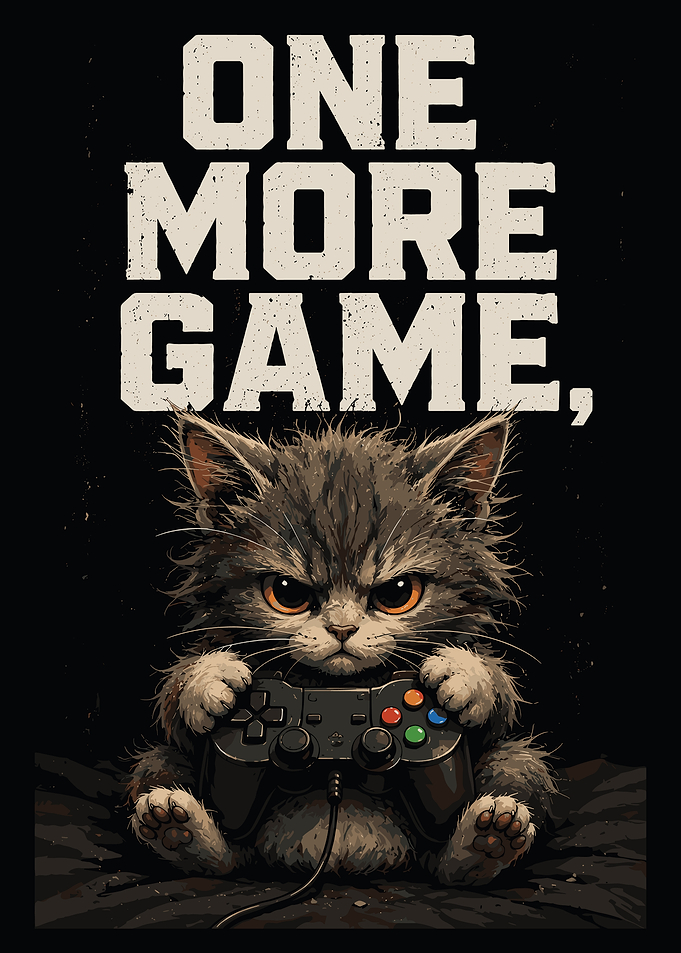 One More Game Gamer Kitten