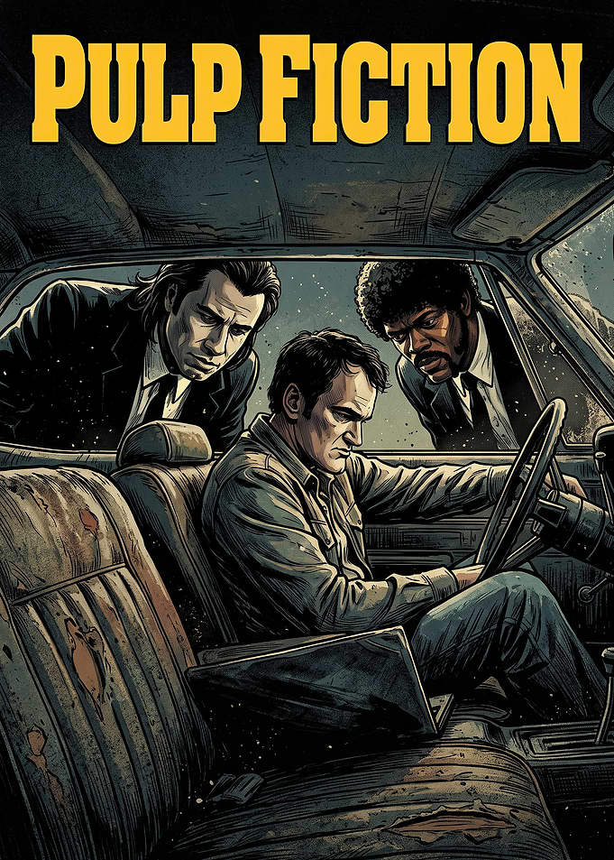Pulp Fiction Car Scene Poster