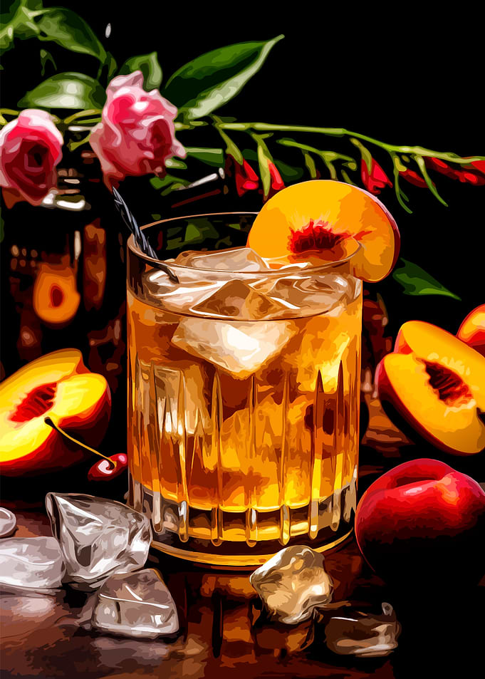 Peach Cocktail with Fresh Fruit
