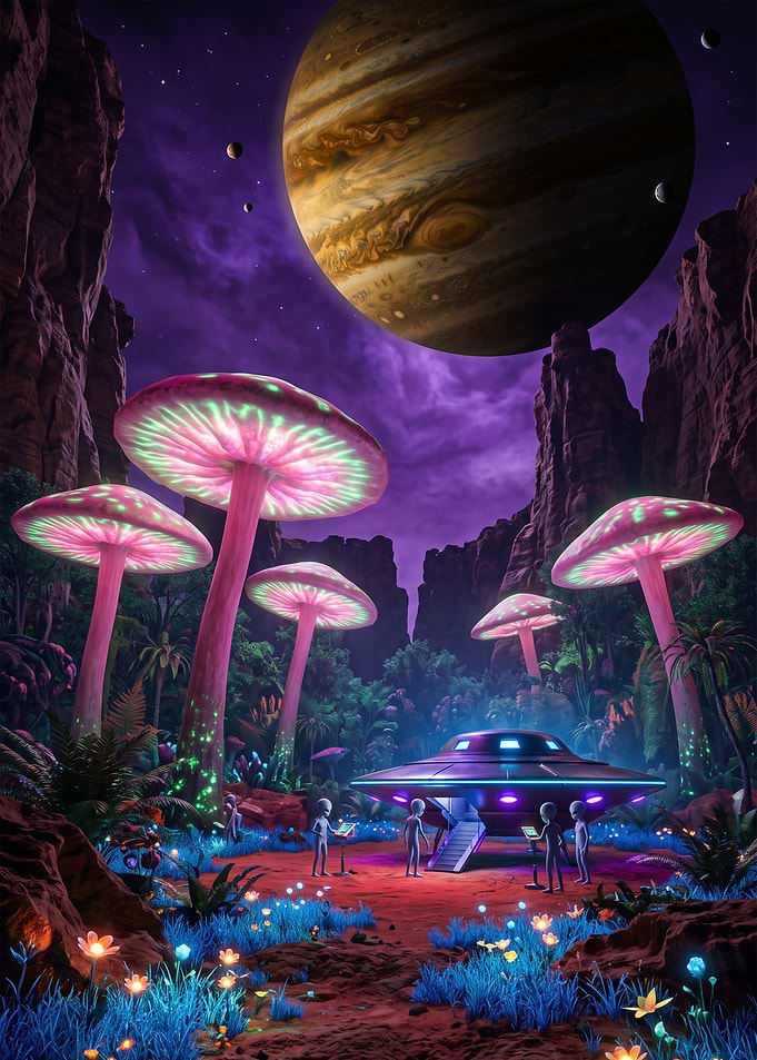 Aliens Exploring an Exotic Planet