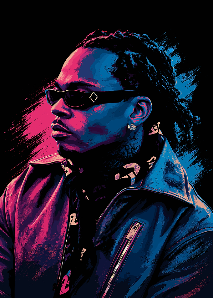 Gunna Neon Portrait Art