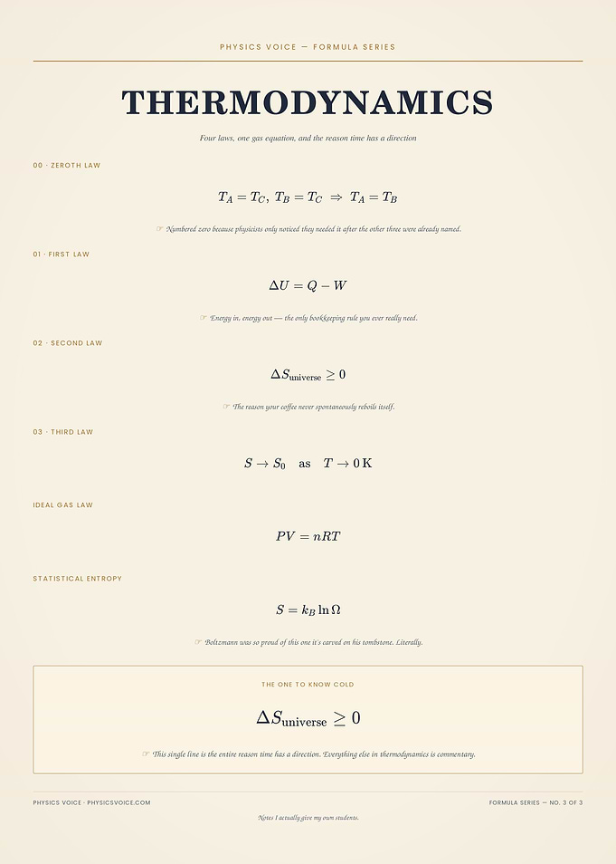 Thermodynamics Formula Poster