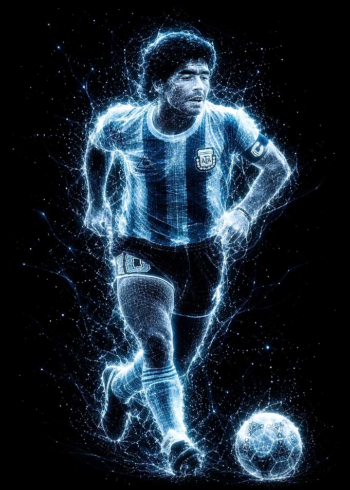 Diego Maradona Neon Soccer Art