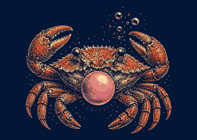 Crab Blowing a Bubblegum Bubble