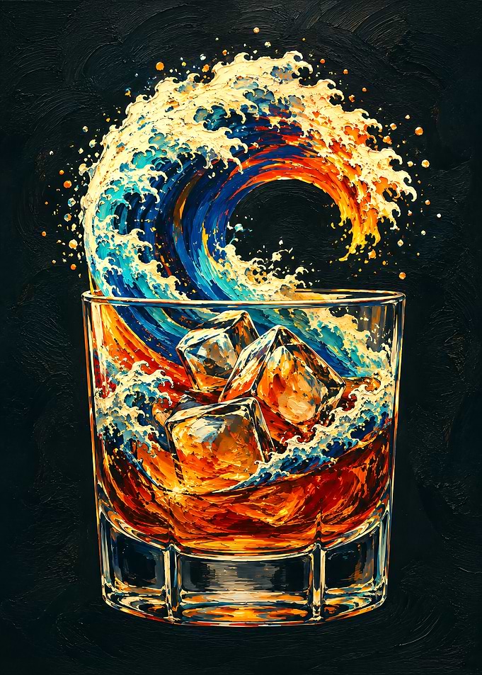 Great Wave Drink Glass Art
