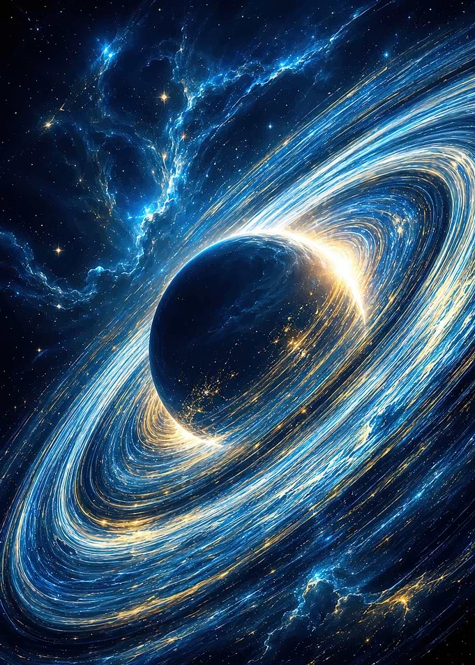Luminous Ringed Planet in Deep Space