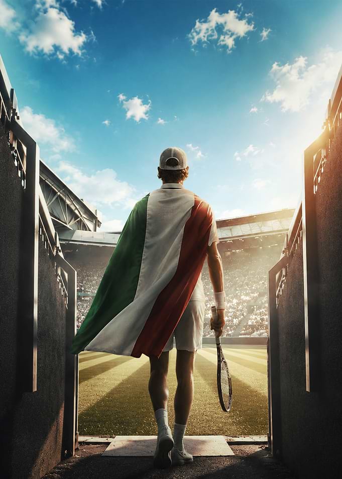 Italian Tennis Champion Entering Stadium