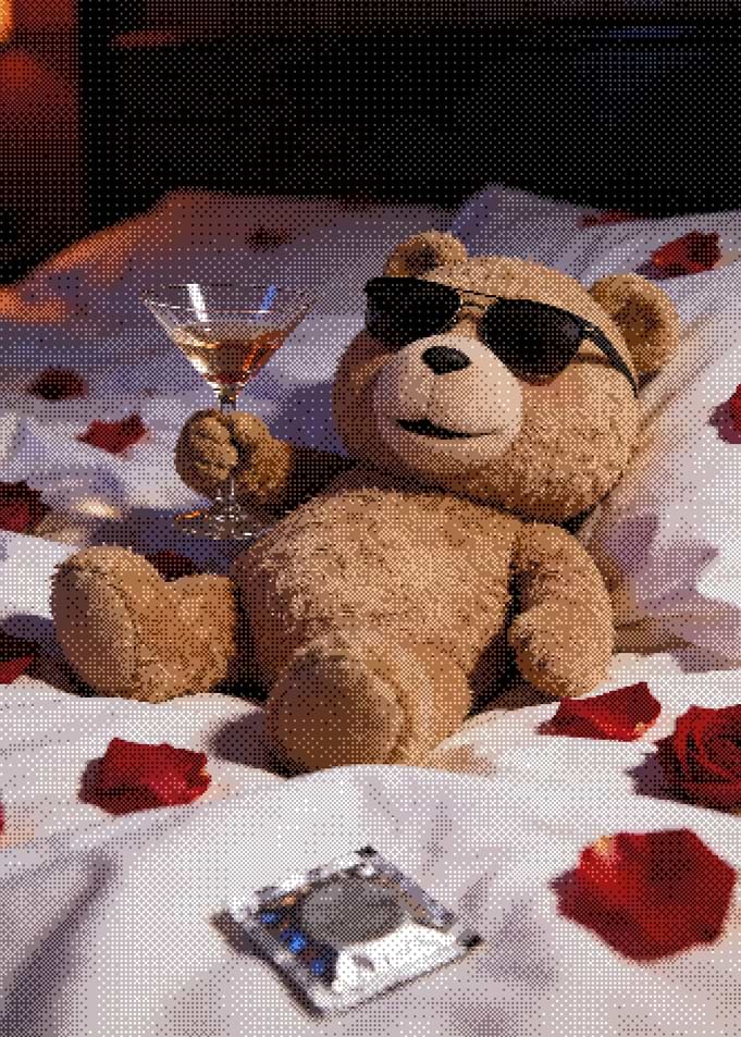 Ted Bear Relaxing with Martini