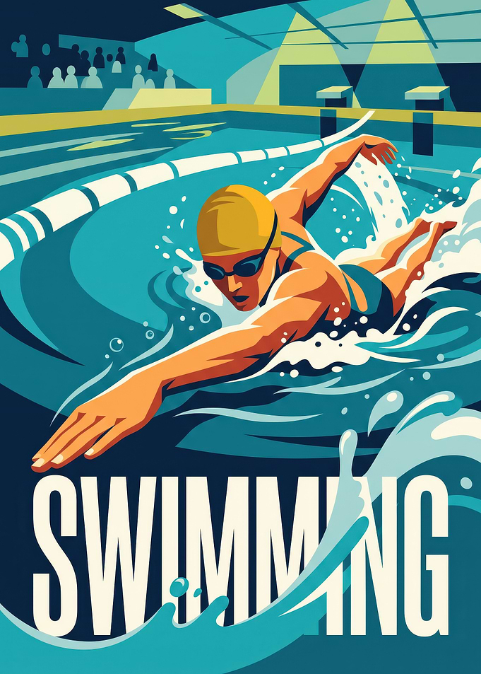 Vintage Style Swimming Competition Poster