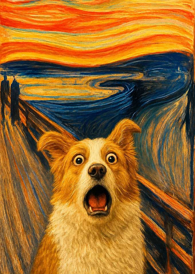 The Scream Dog Parody Painting