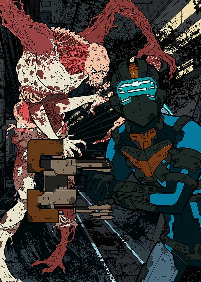 Isaac Clarke Fighting Necromorph