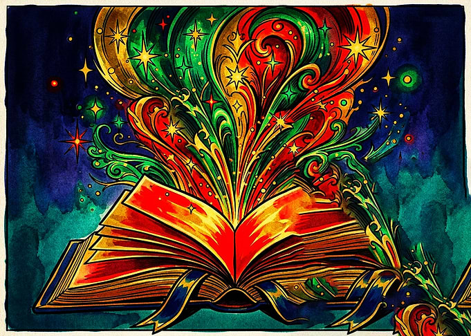 Magical Open Book with Enchanted Energy