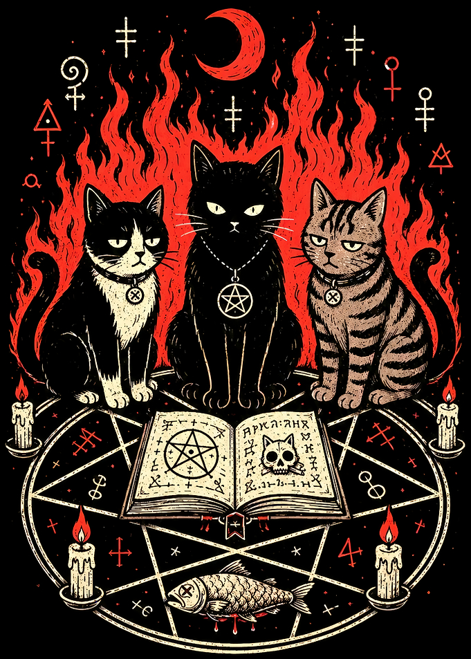 Occult Cats Ritual Illustration