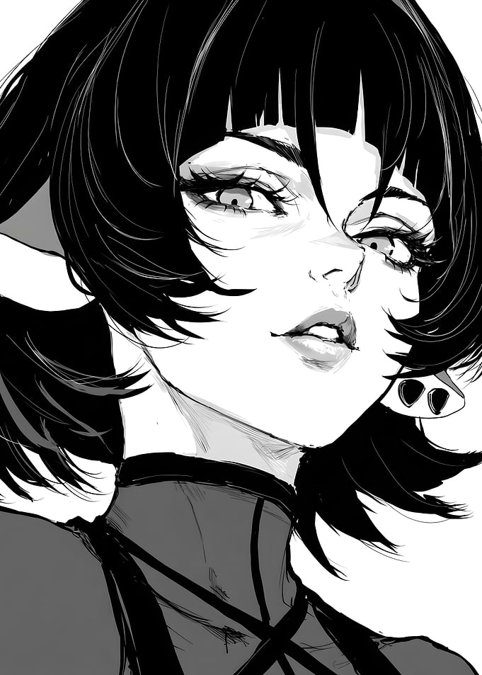 Jane Doe Zenless zone zero Black and White Anime Girl Portrait