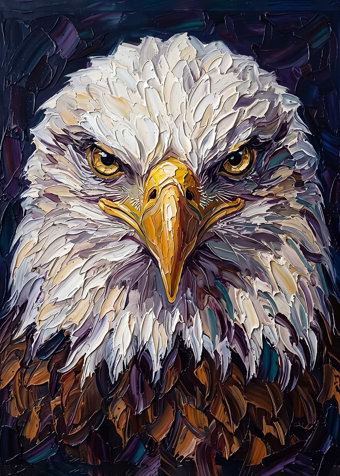 Impasto Oil Painting Bald Eagle Portrait poster