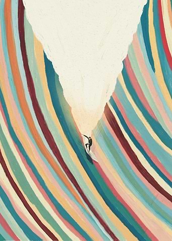 Minimalist Abstract Surfer Wave Art