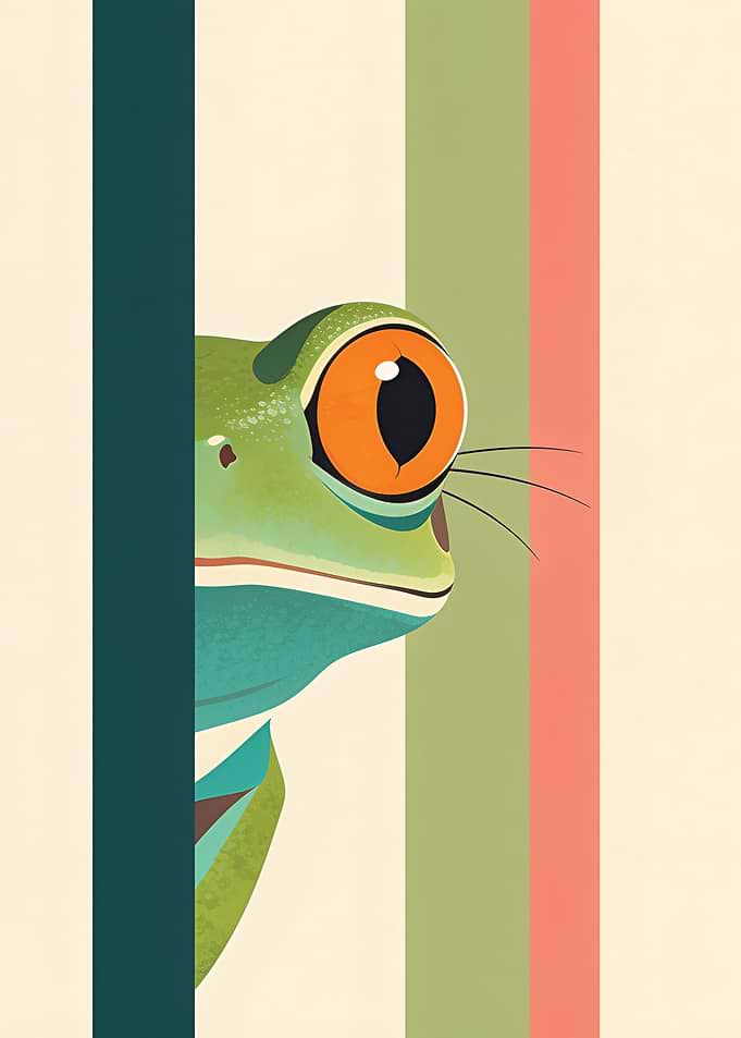 Minimalist Red-Eyed Tree Frog Illustration