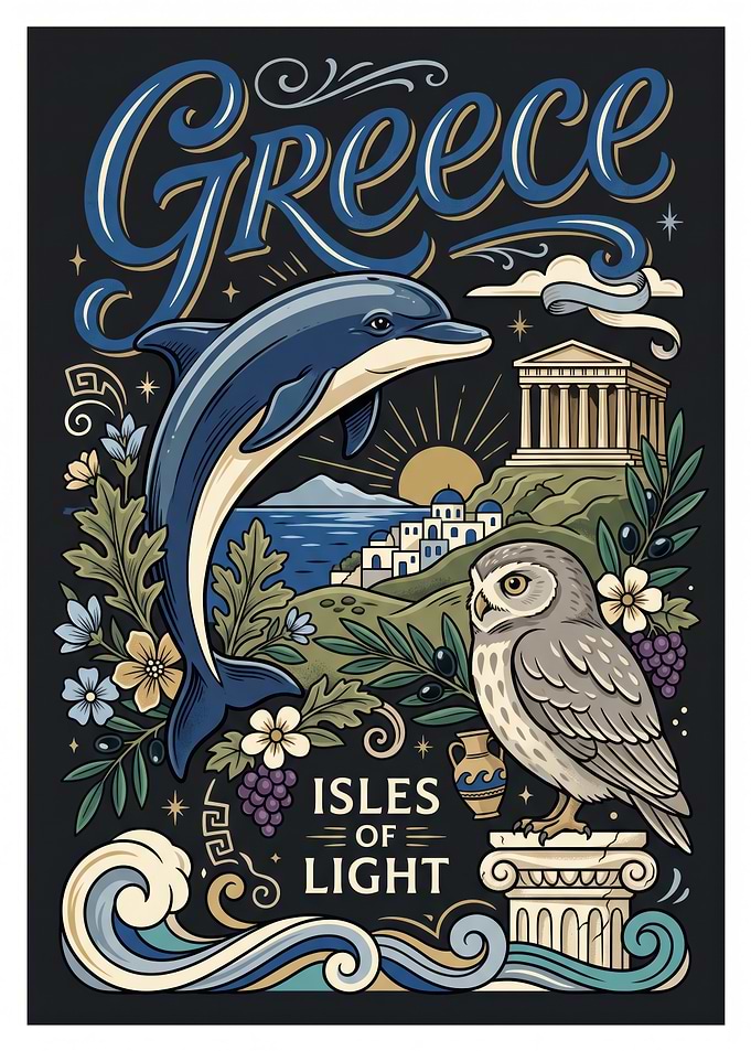 Greece Isles of Light Travel Poster