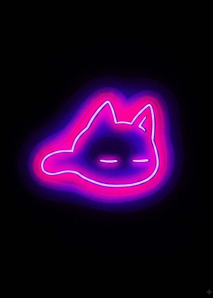 Neon Glowing Sleeping Cat Sign
