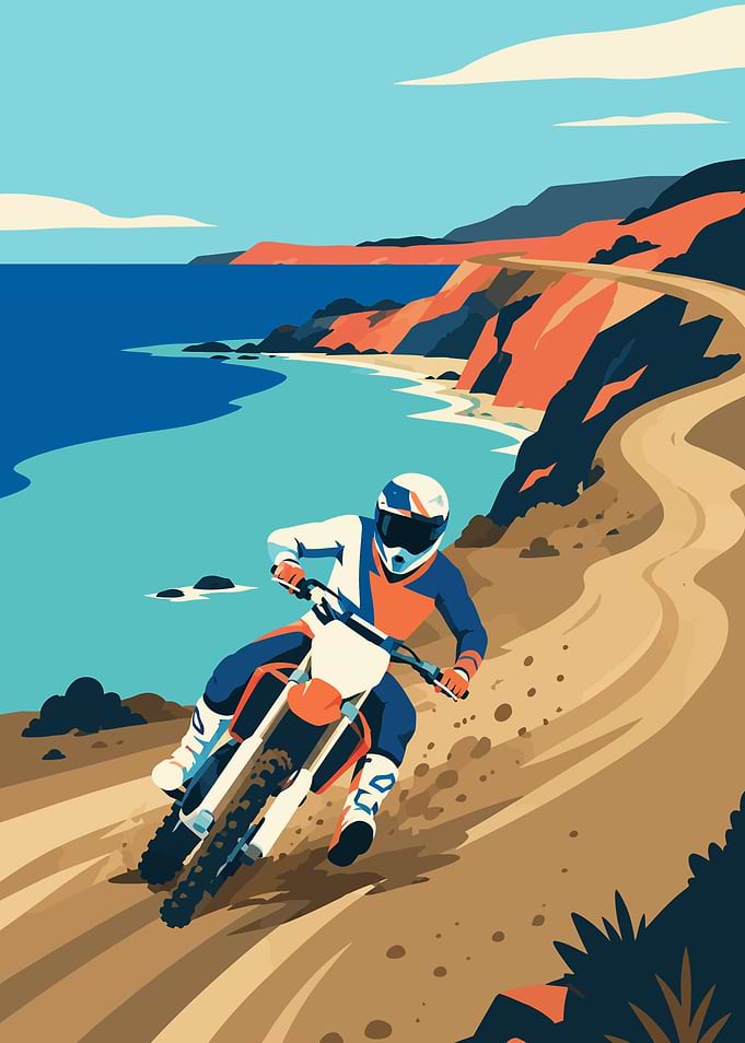 Motocross Rider on Coastal Path