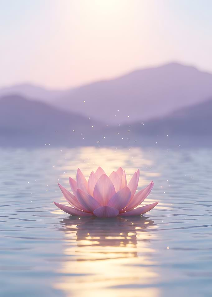 Serene Pink Lotus on Water