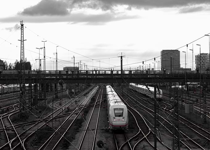 German ICE Train departing from Munich Central Station