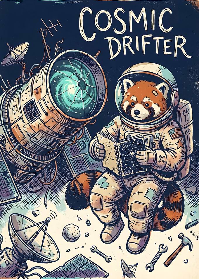 Cosmic Drifter Red Panda Astronaut