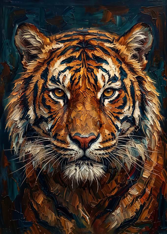 Impasto Oil Painting Tiger Portrait poster