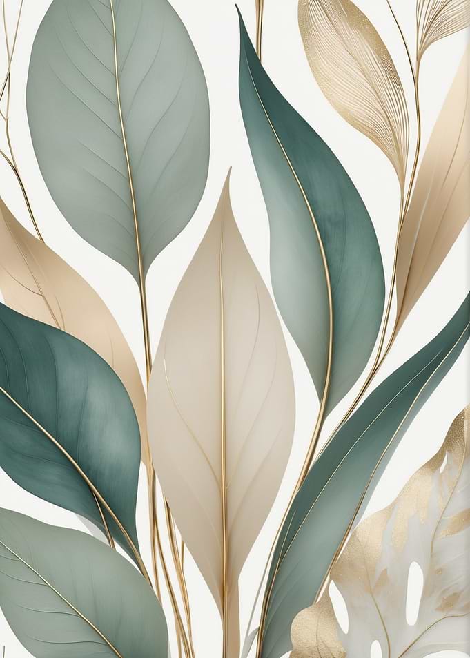 Elegant Sage and Gold Leaf Pattern