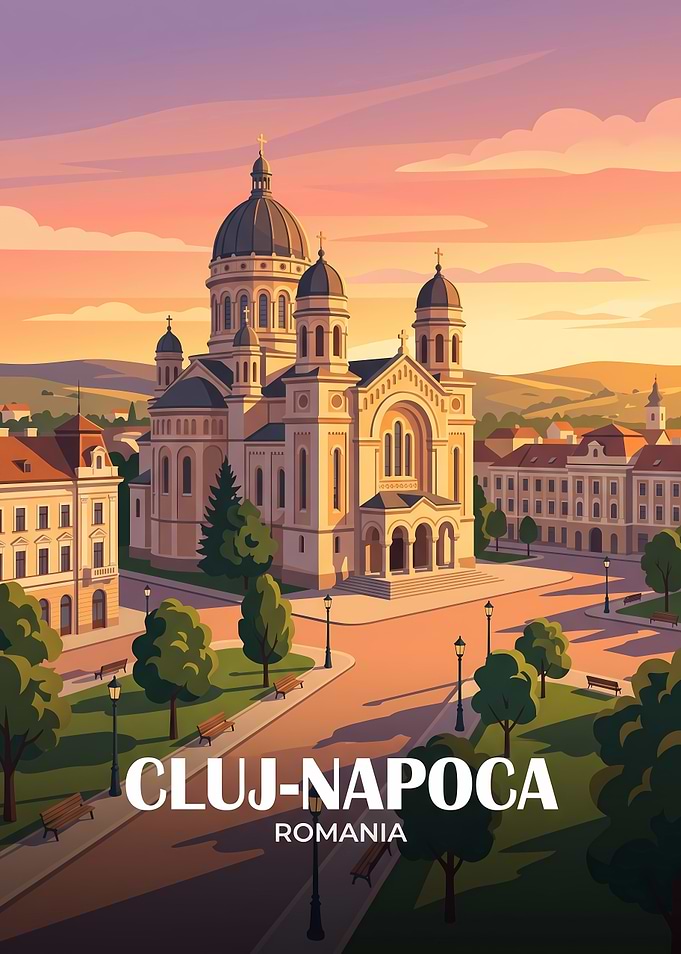 Cluj-Napoca Romania Travel Poster