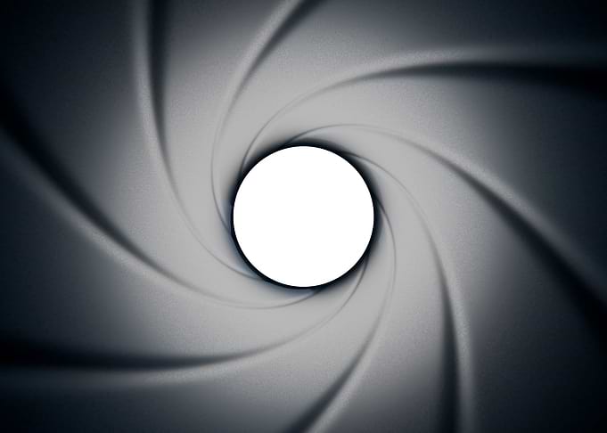 Gun barrel inside pov centered