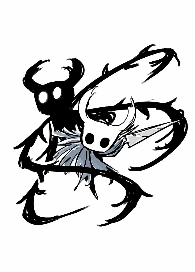 The Knight and Shade Hollow Knight