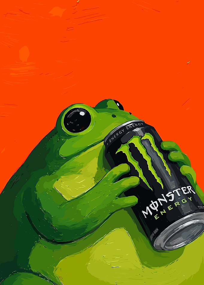 Frog Drinking Monster Energy Drink
