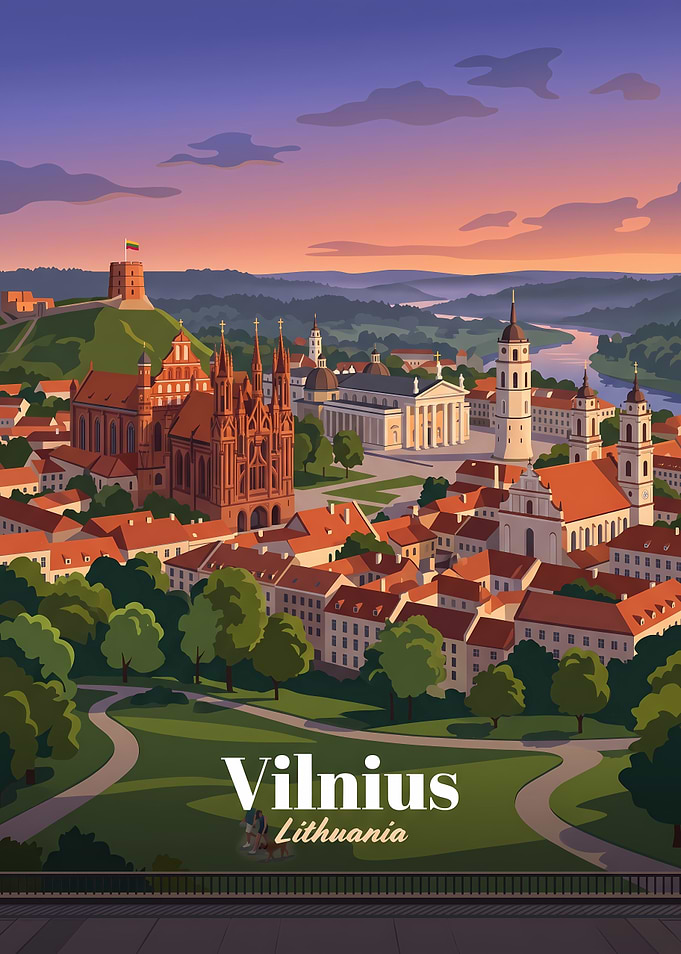 Vilnius Lithuania Travel Poster