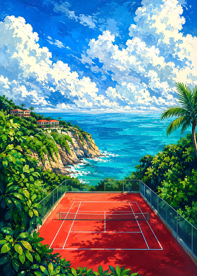 Coastal Tennis Court Overlooking Ocean