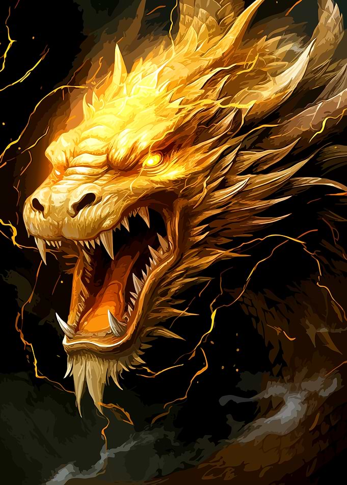 Golden Electric Dragon Head