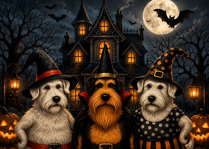 Three Dogs Dressed for Halloween