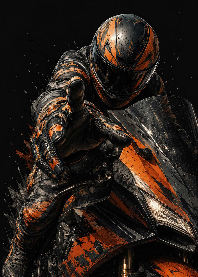 Aggressive Biker Reaching Forward