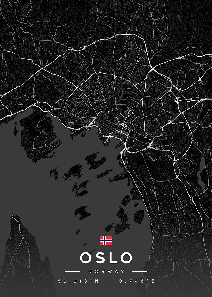 Oslo Norway Minimalist City Map Poster