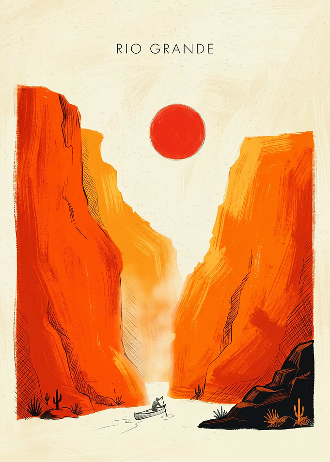 Rio Grande Canyon River Retro Poster