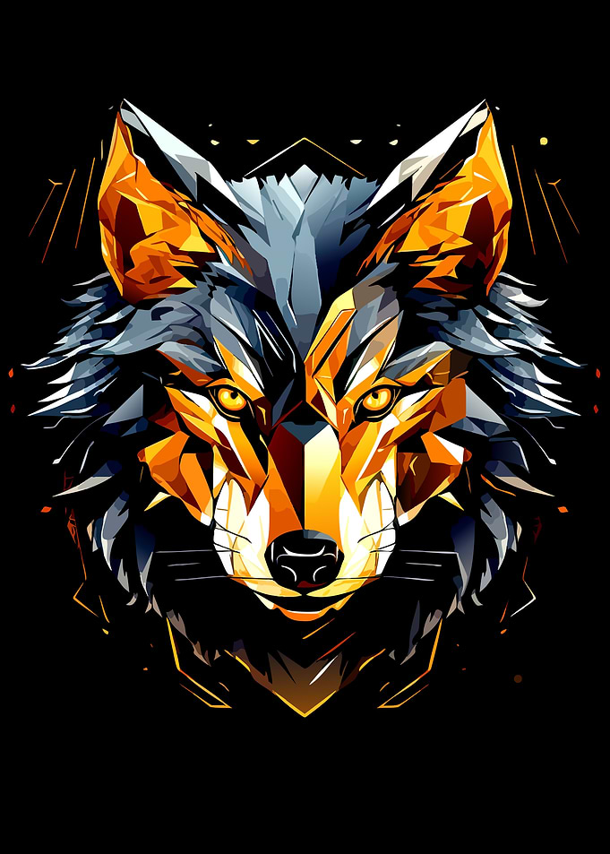 Geometric Wolf Head Portrait