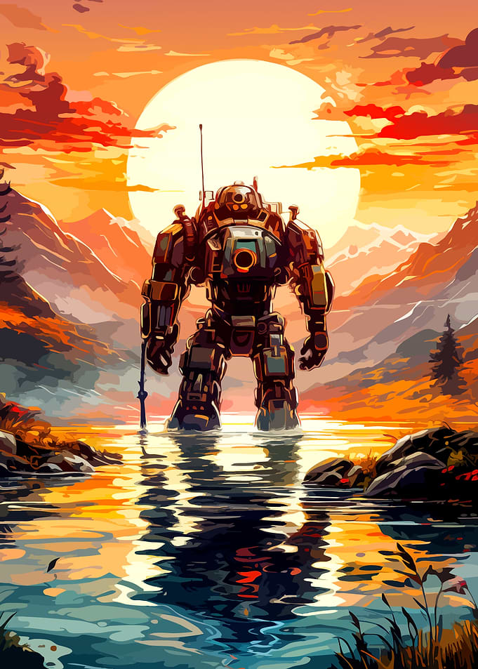 Mech Warrior at Sunset