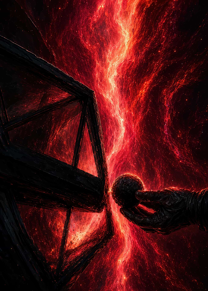 Cosmic Hand Holding Dark Sphere