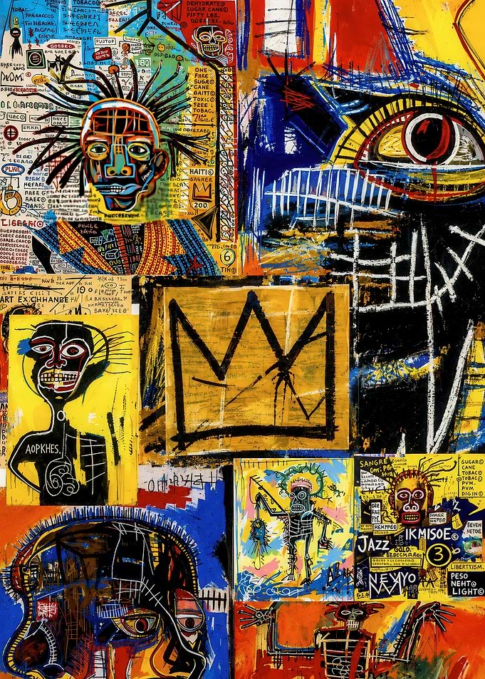 Jean-Michel Basquiat Neo-Expressionist Collage Painting