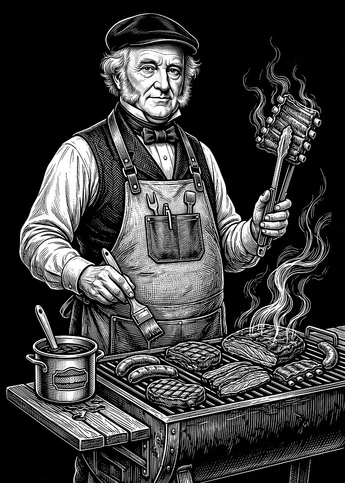 Martin Van Buren Pitmaster Grilling Ribs