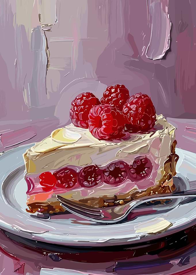 Raspberry Cheesecake Slice Painting